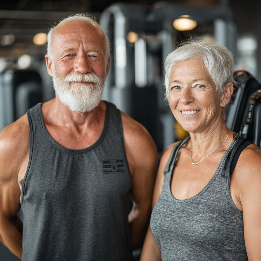 Grup de seniori făcând stretching în aer liber